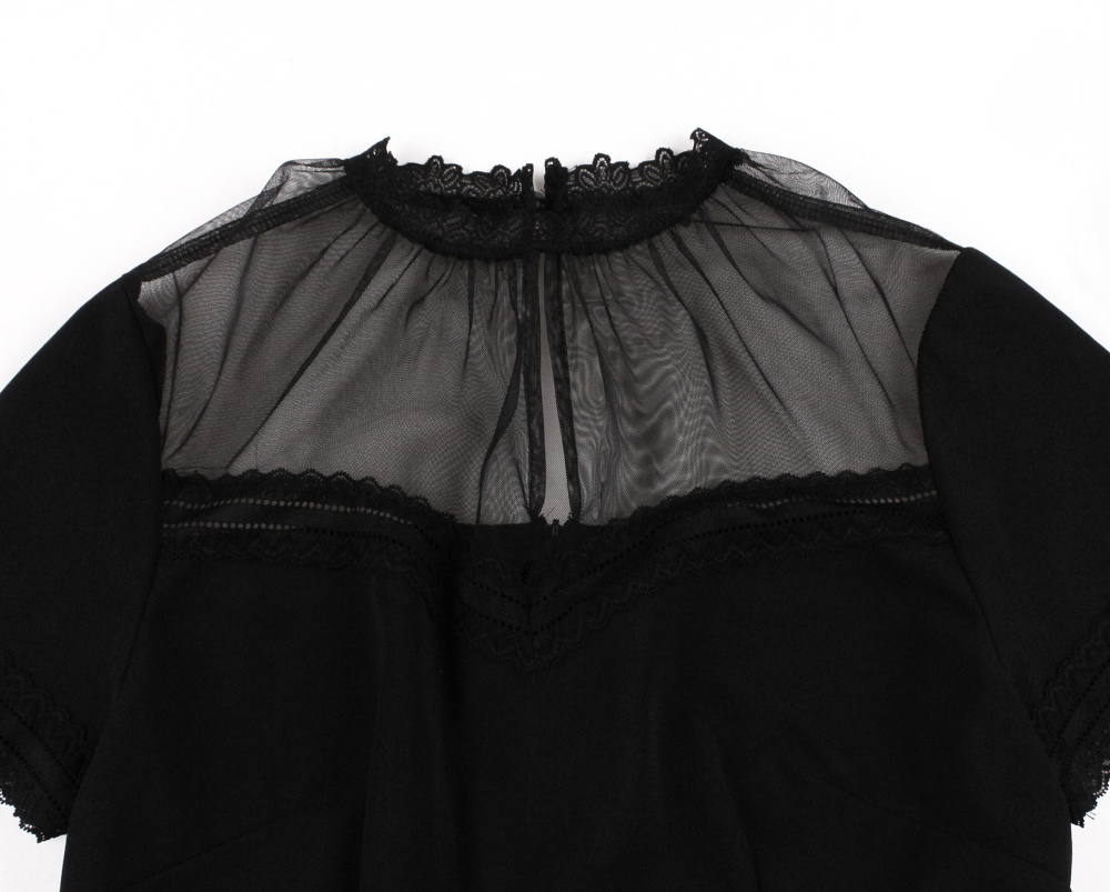 Black temperament gauze long European style dress for women