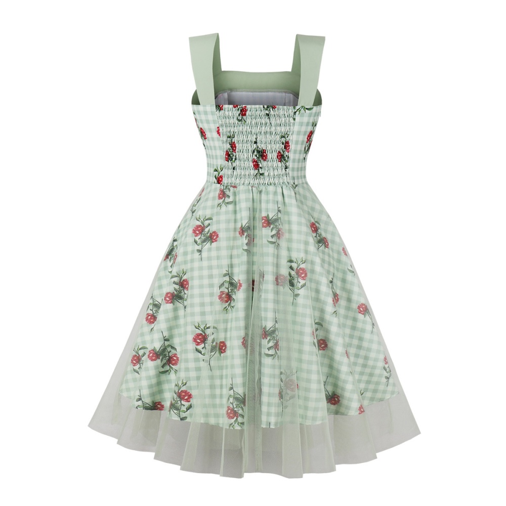 Sleeveless retro temperament printing dress for women