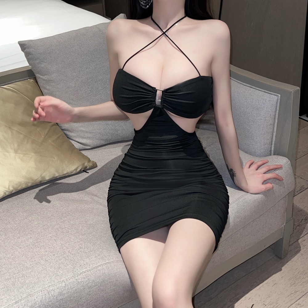 Black sexy spicegirl tight nightclub dress for women