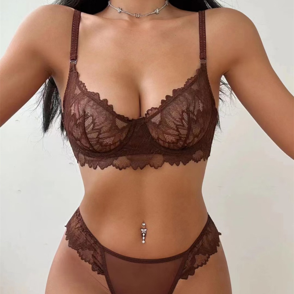 Lace Bra embroidered underwear a set for women
