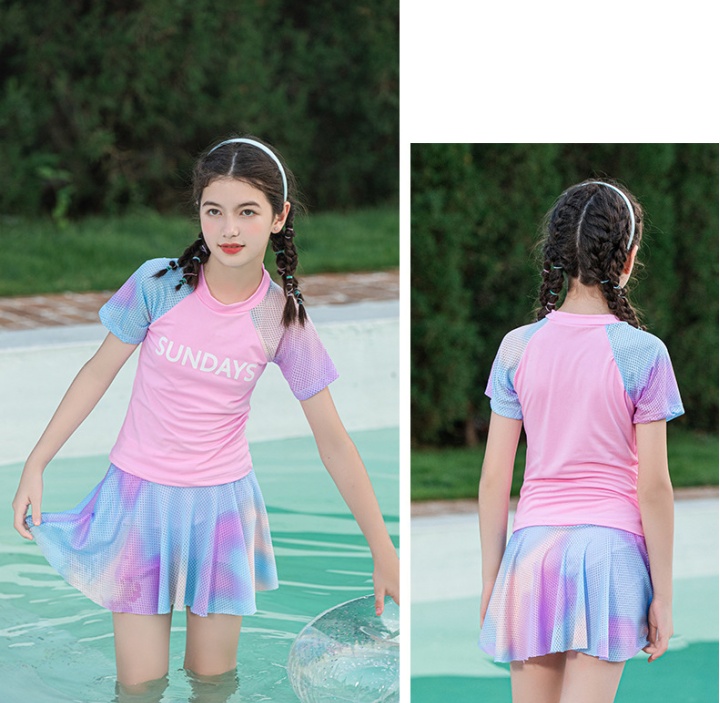 Girl separate vacation sports maiden swimwear 2pcs set