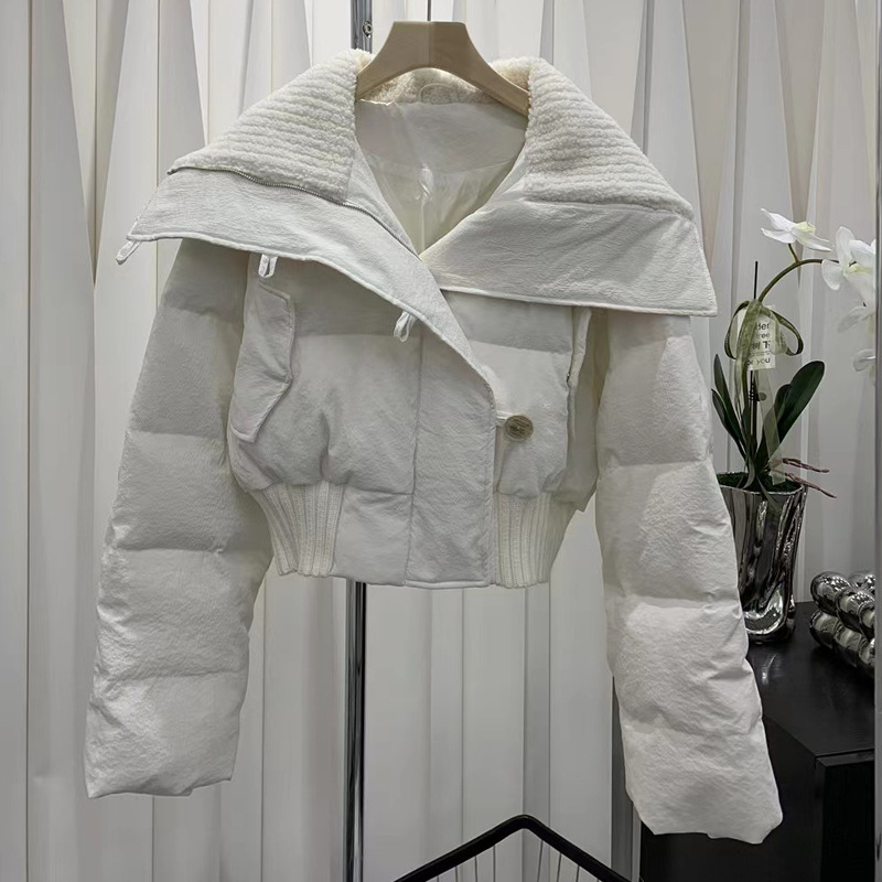 Winter down lapel Casual cotton coat for women