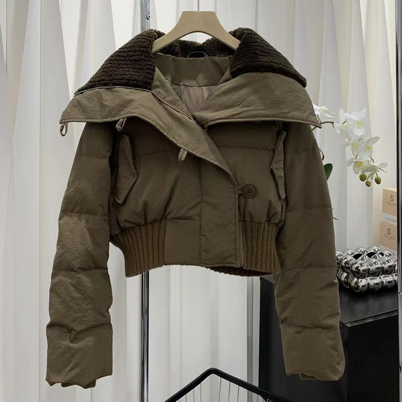 Winter down lapel Casual cotton coat for women