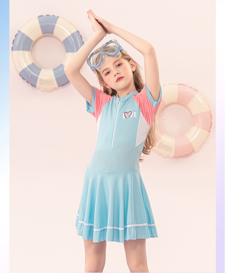 Big child spa girl lady dress conjoined mixed colors swimwear
