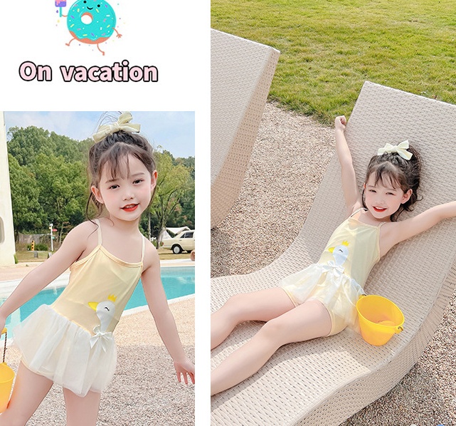 Baby cartoon conjoined girl lovely child swimwear