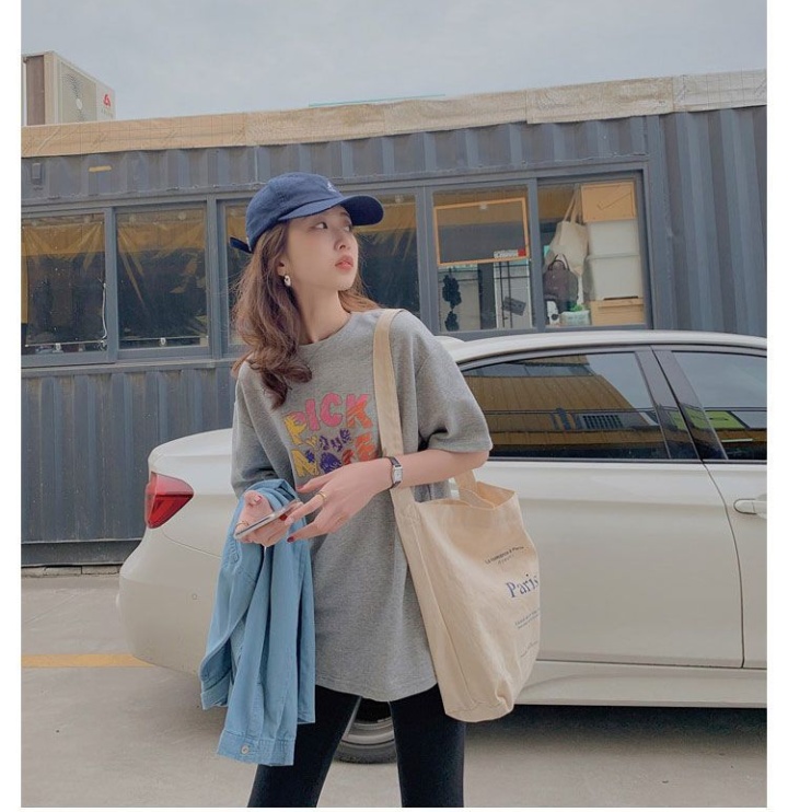Korean style loose T-shirt long short sleeve tops for women