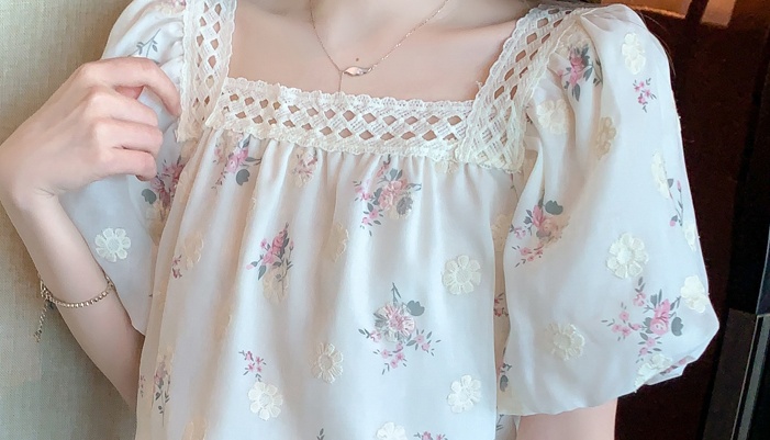 All-match doll shirt embroidered shirt for women