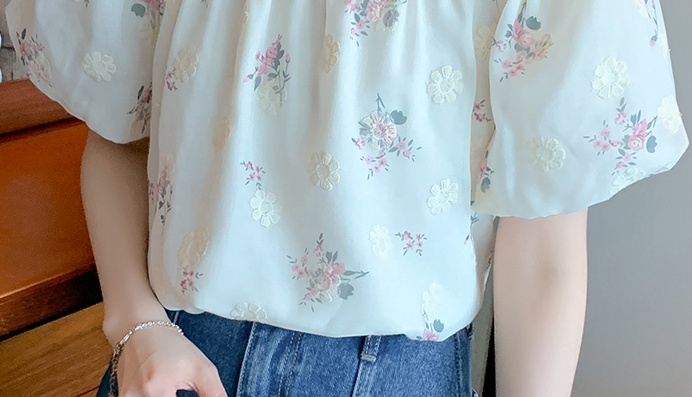 All-match doll shirt embroidered shirt for women