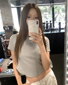 Niche short sleeve spicegirl T-shirt short gray tops for women