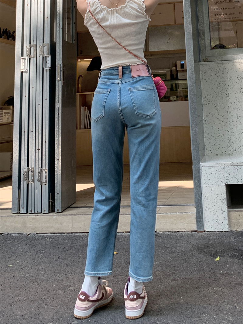 High waist pants straight jeans for women