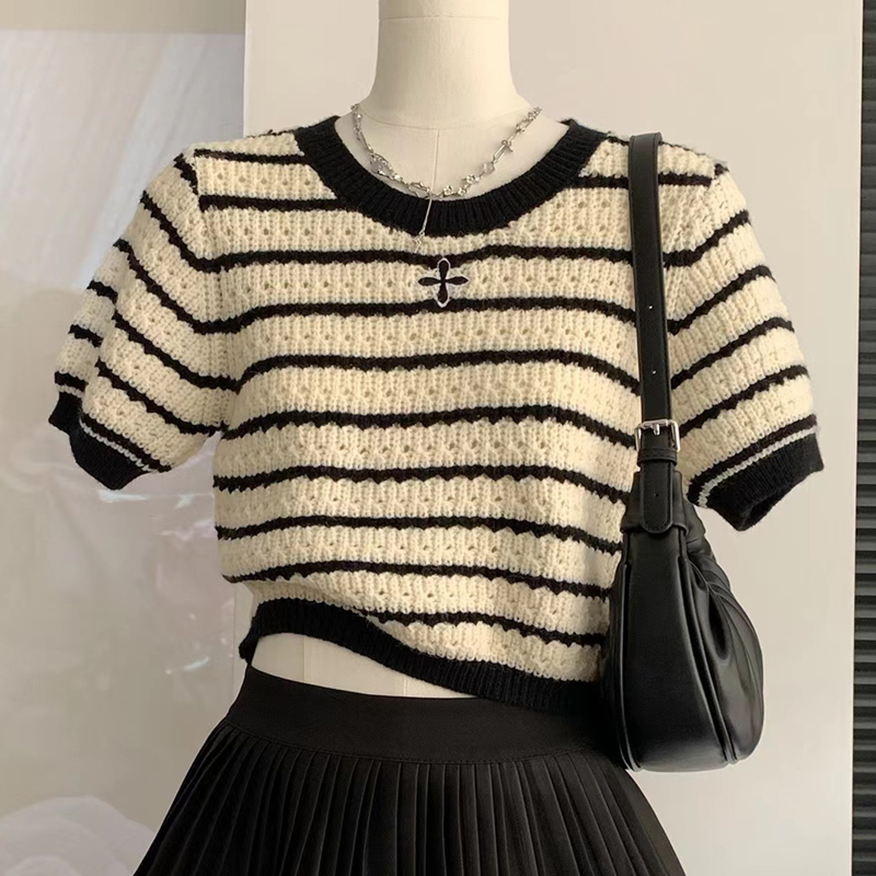 Round neck all-match sweater Casual tops for women