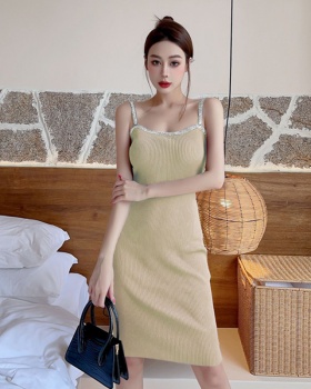 France style sling temperament dress slim knitted long dress
