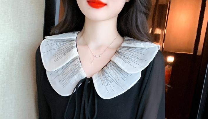 Doll collar splice short sleeve dress