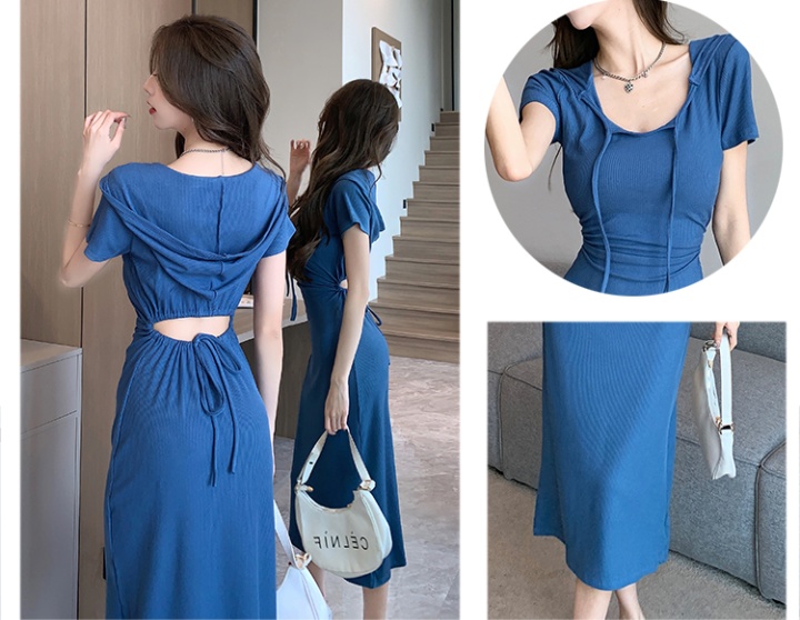 Summer short sleeve long dress slim temperament dress