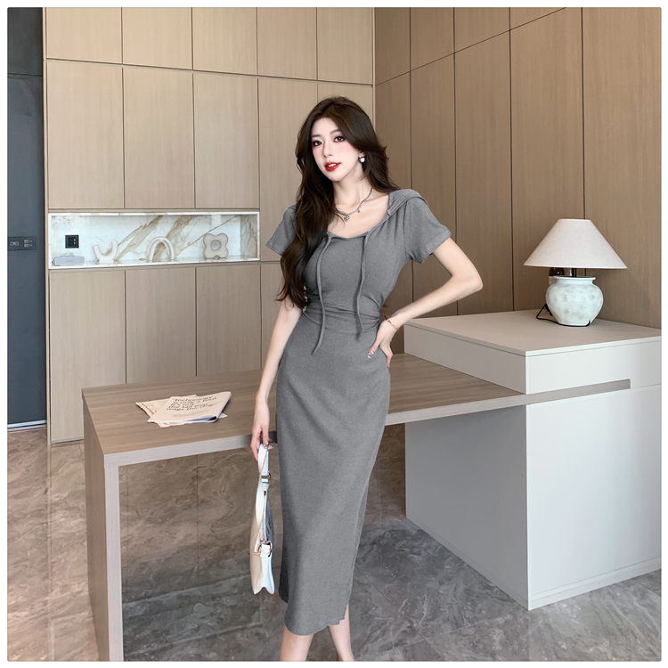 Summer short sleeve long dress slim temperament dress