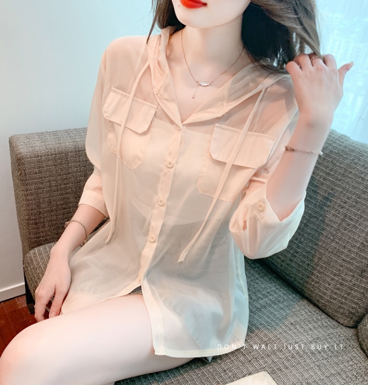 Simple Korean style tops loose summer chiffon shirt