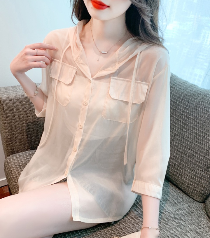 Simple Korean style tops loose summer chiffon shirt
