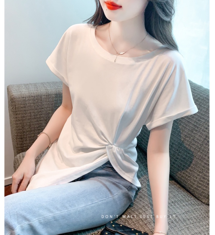 Short sleeve round neck T-shirt slim snow white tops