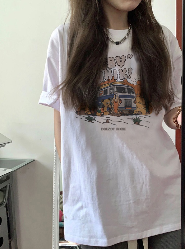 Short sleeve Korean style T-shirt long tops for women