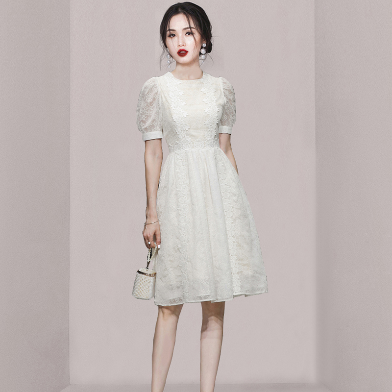 France style slim lace summer white dress for women