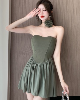 Wrapped chest dress pinched waist T-back for women
