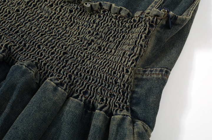 Denim sling long skirt retro temperament dress