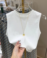 Sleeveless Korean style tops white summer vest for women