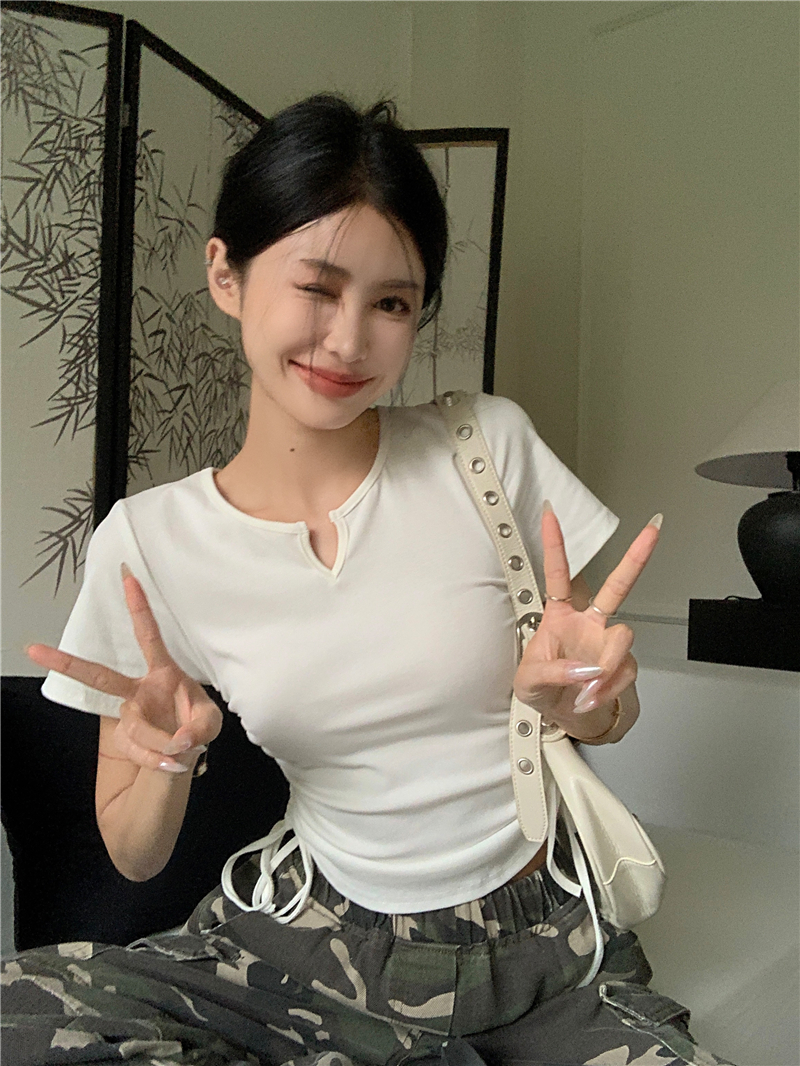 Spicegirl all-match Korean style tops slim niche T-shirt
