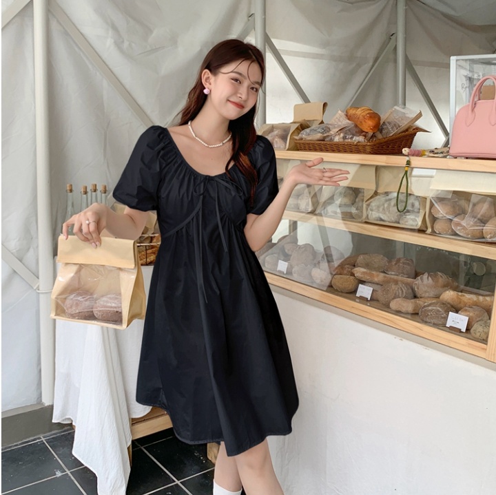 Puff sleeve temperament Korean style pure dress