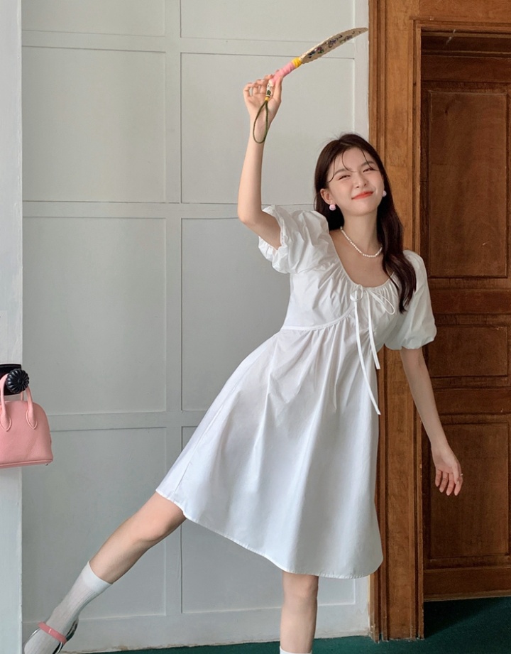 Puff sleeve temperament Korean style pure dress