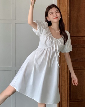 Puff sleeve temperament Korean style pure dress