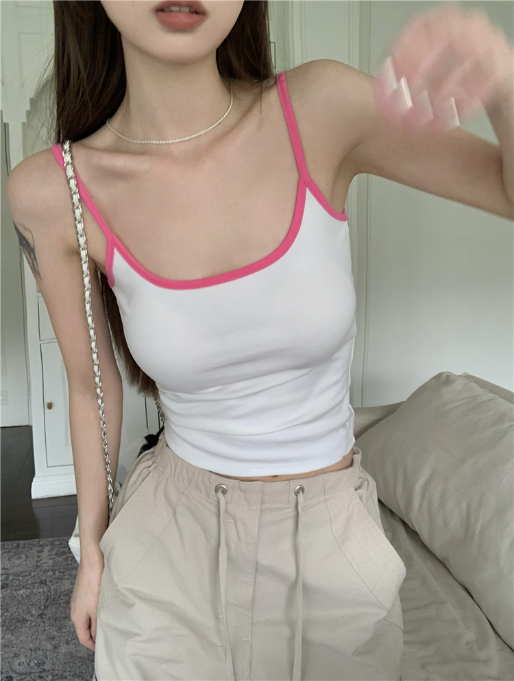 U-neck short small sling slim vest for women
