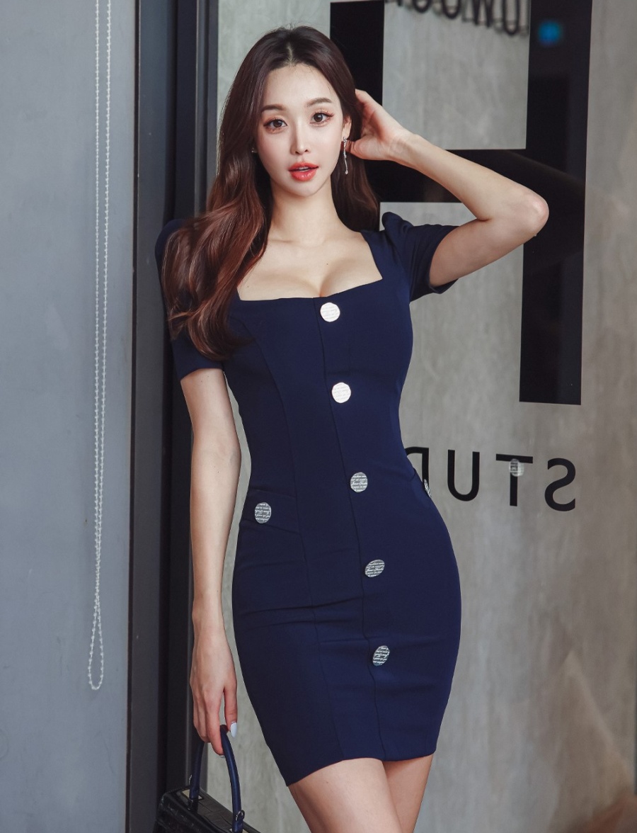 Sexy summer slim wrapped chest breasted dress for women