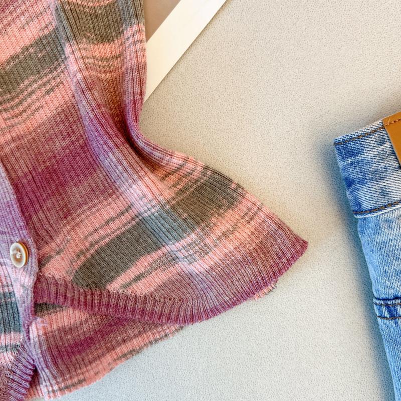Summer rainbow knitted tops sling V-neck vest for women