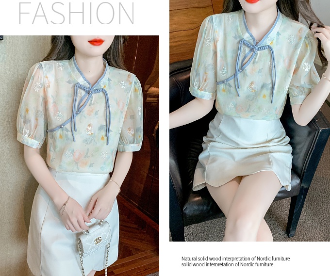 Summer thin small shirt light Chinese style tops