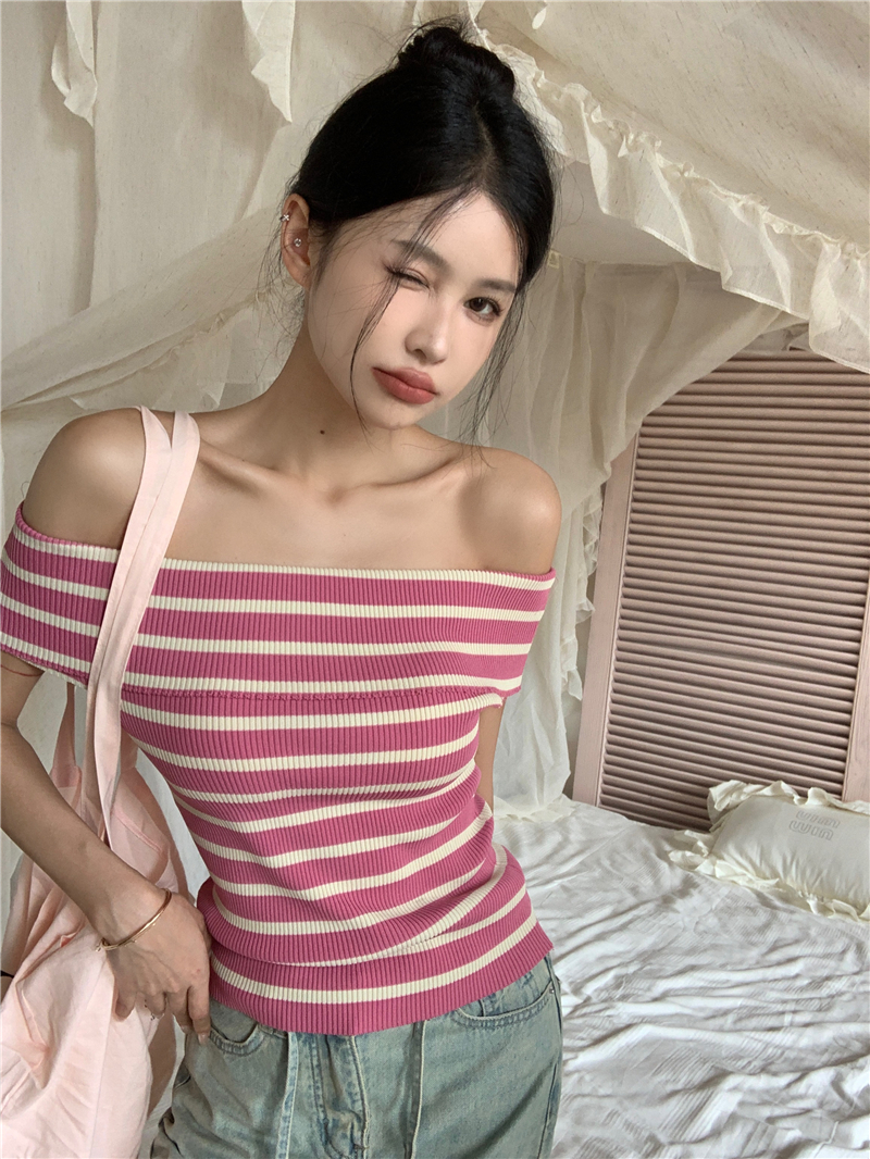 Casual sweater flat shoulder tops for women