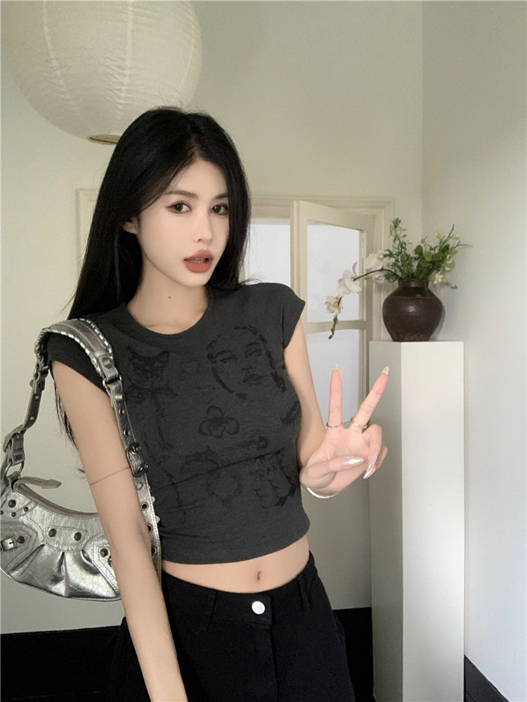 Short sleeve summer tops Korean style tight T-shirt for women