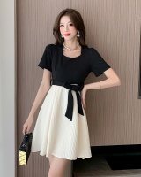 Mixed colors slim T-back France style dress for women