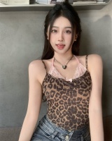 Splice leopard wears outside sling lace vest for women