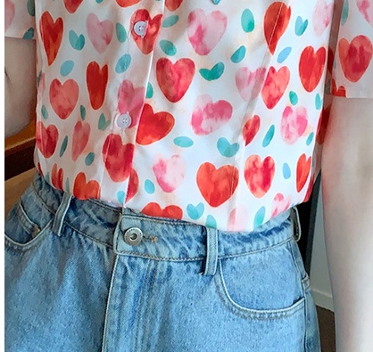 Printing summer simple heart niche shirt for women