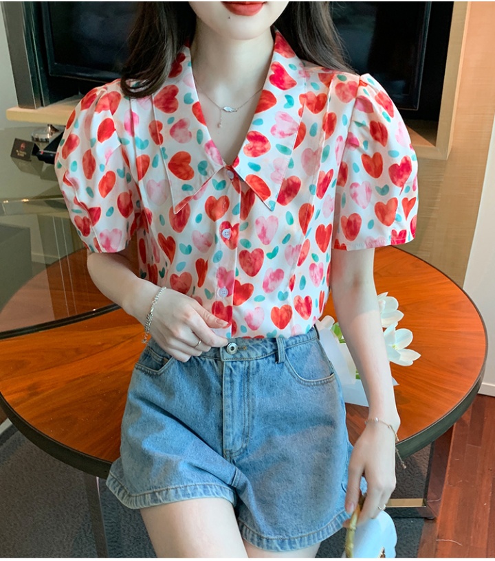 Printing summer simple heart niche shirt for women