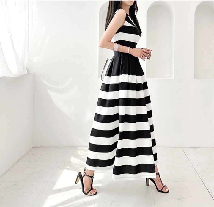 Stripe temperament dress splice long dress for women
