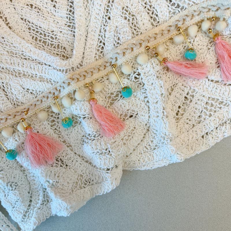 Retro short waistcoat hollow crochet tops for women