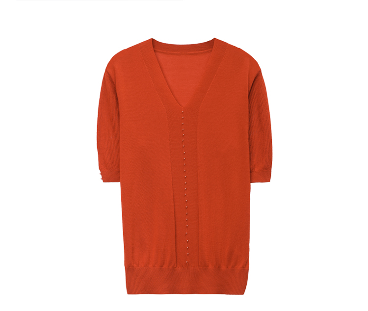 Loose large yard T-shirt V-neck sweater for women