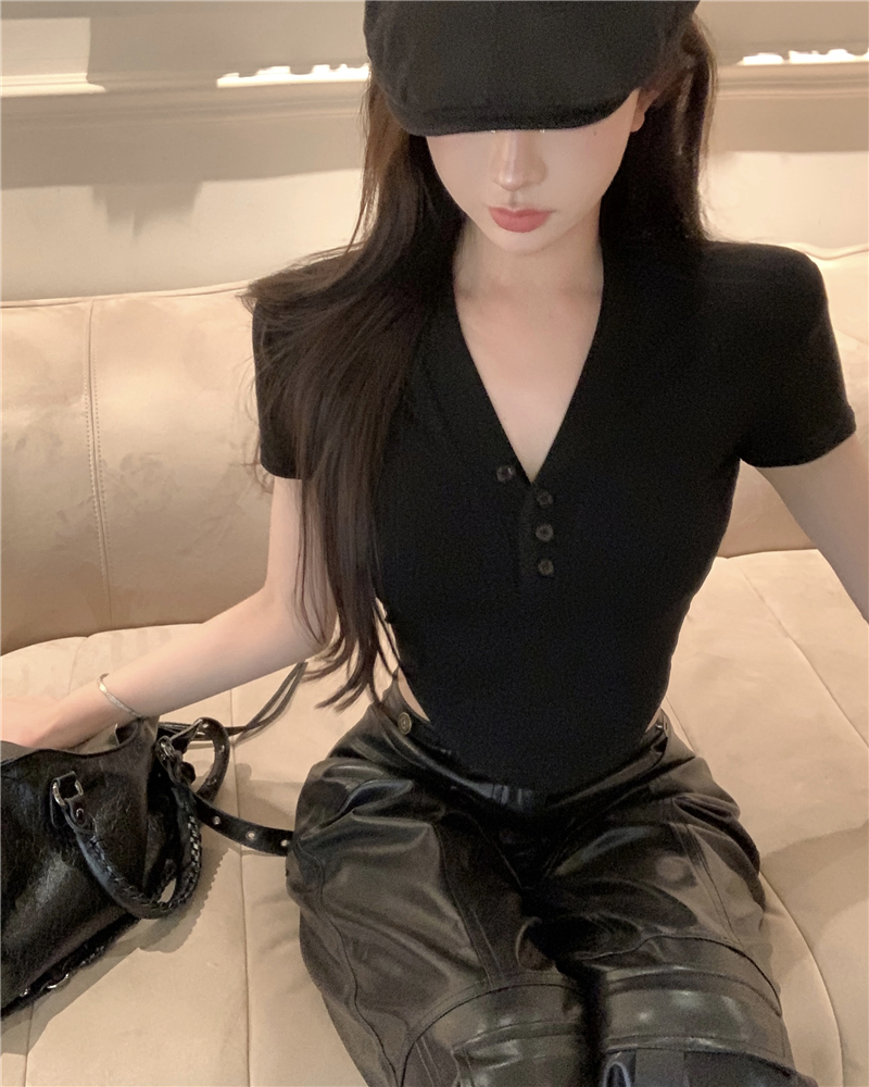 Korean style bottoming shirt shoulder pads tops for women