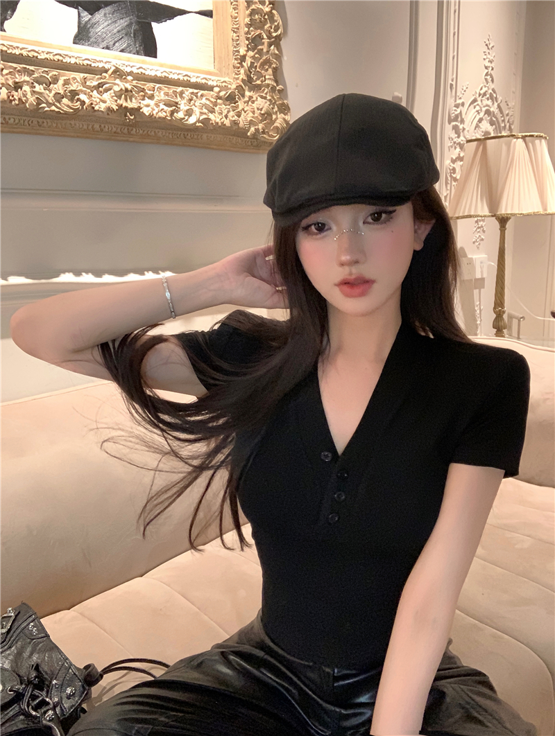 Korean style bottoming shirt shoulder pads tops for women