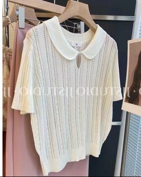 Summer white T-shirt France style tops for women