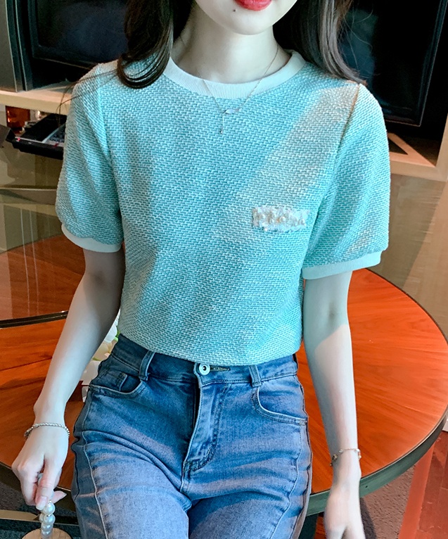 Round neck Korean style small shirt simple T-shirt