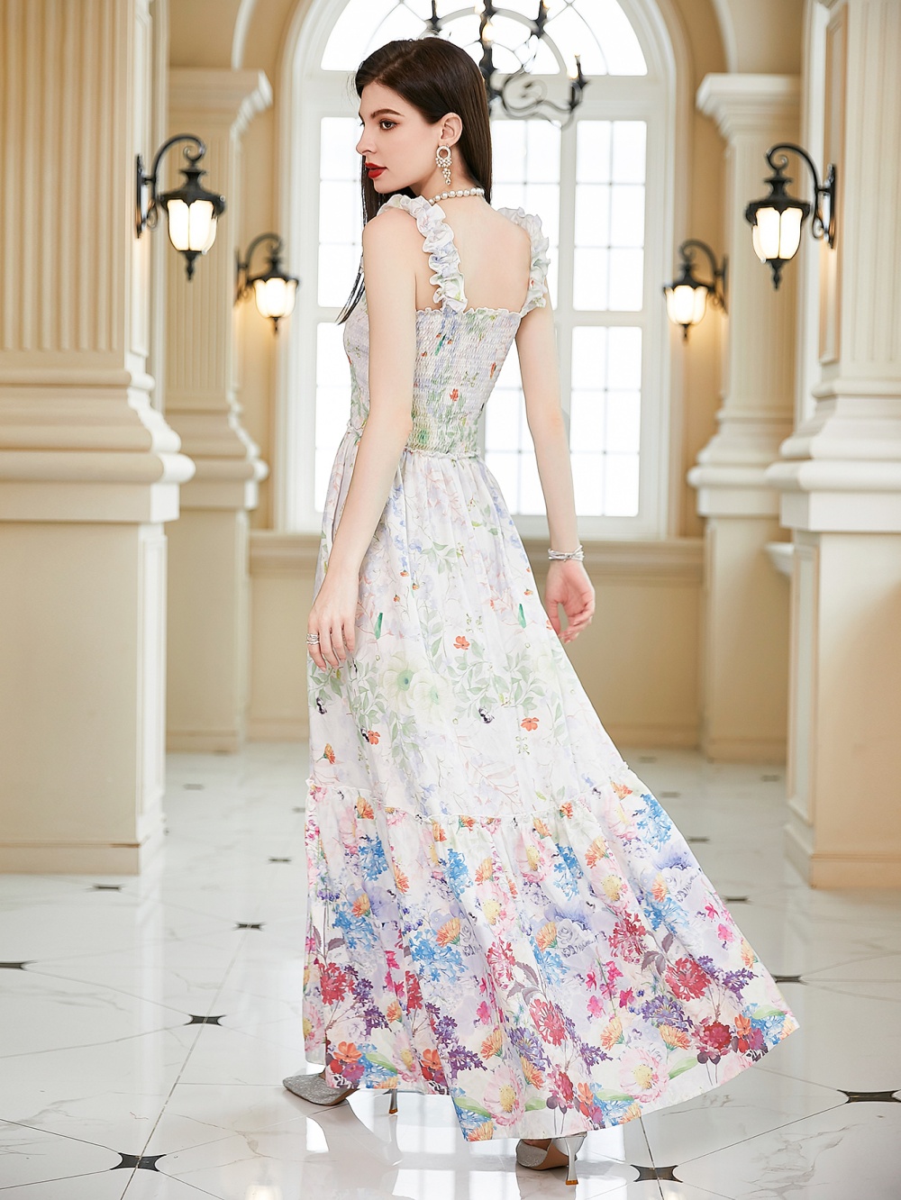 Spring and summer formal dress printing dress