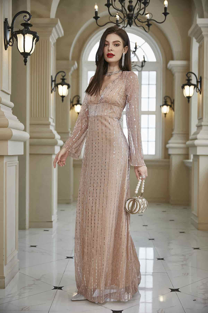 Spring and summer formal dress V-neck long dress for women